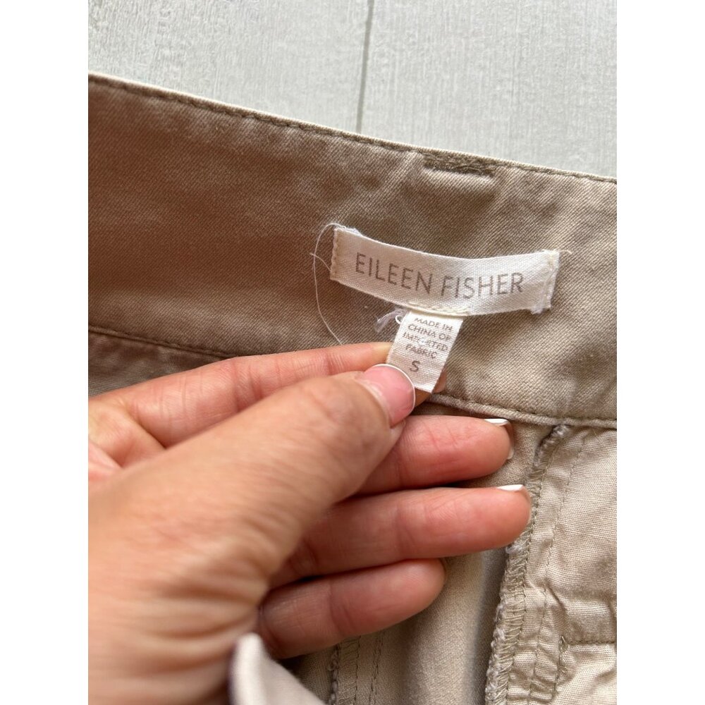 Eileen Fisher Women's Small Beige Cotton Casual Crop Pants - Picture 4 of 8